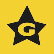 guerciotti logo: Et G i en sort stjerne omgivet af gult